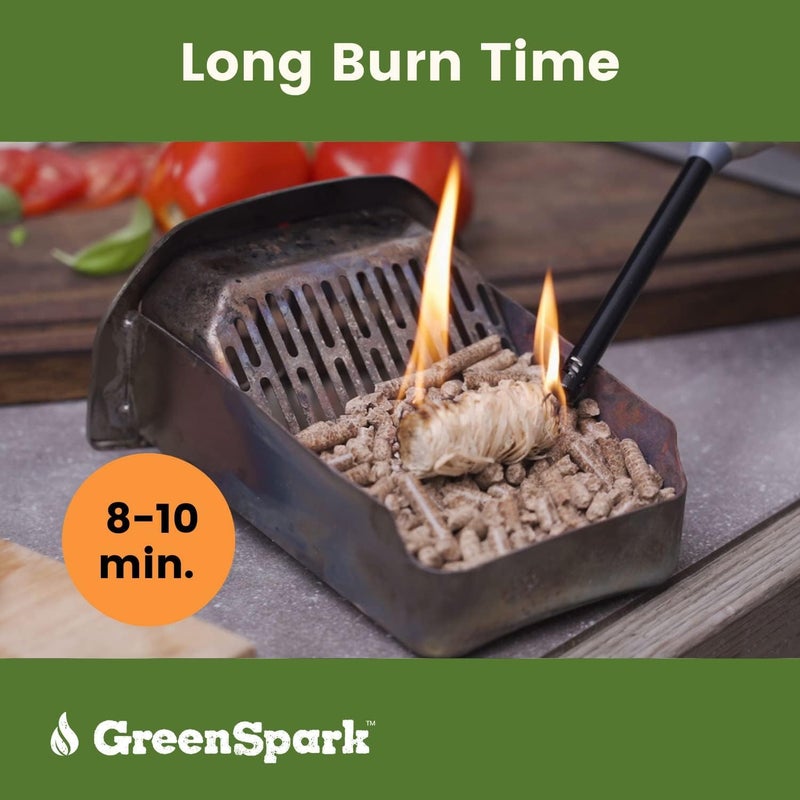 GreenSpark Natural Fire Starter لجميع الأحوال الجوية 70 قطعة مدخن شواء مدفأة خشبية وموقد بيليه حفرة نار طويلة حرق مشعل نار مقاوم للماء فرن بيتزا شواية فحم - Image 4
